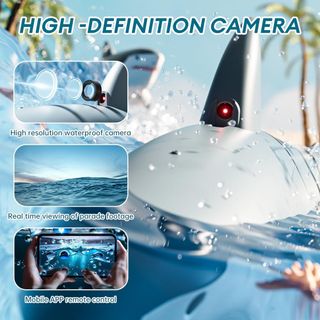 Sharkit Control remoto Modelo 4D-S6 Juguete de tiburón con control remoto con cámara HD 4K para niños y adultos, barco de tiburón RC de alta simulación con control remoto de 2.4 GHz, 4 canales, im...
