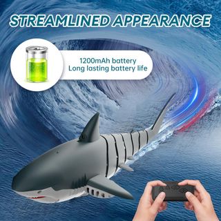 Sharkit Control remoto Modelo 4D-S6 Juguete de tiburón con control remoto con cámara HD 4K para niños y adultos, barco de tiburón RC de alta simulación con control remoto de 2.4 GHz, 4 canales, im...