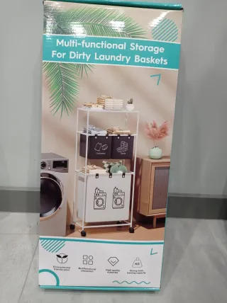 Portabiancheria 3 ripiani con ruote