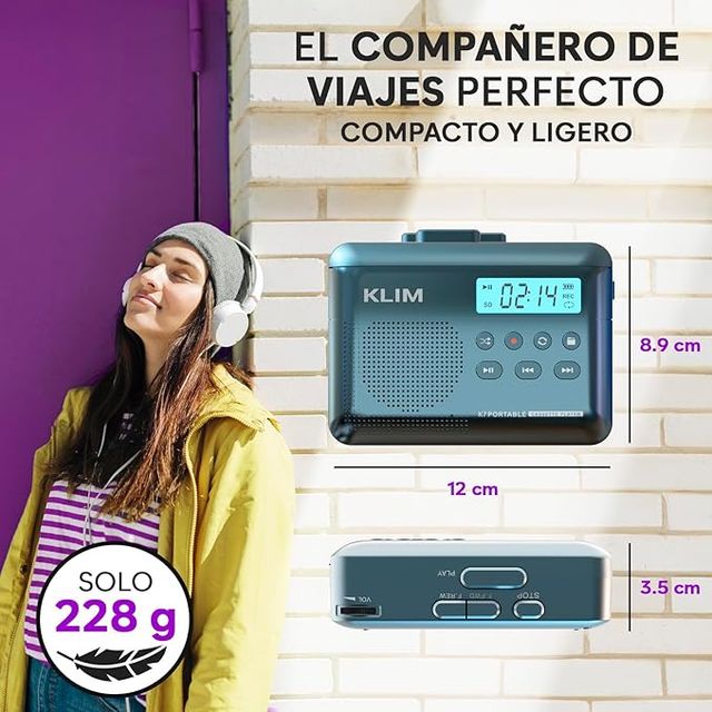 KLIM K7 Reproductor Conversor Cassette a MP3 Azul