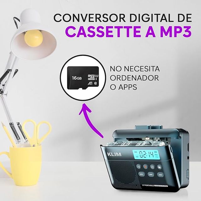 KLIM K7 Reproductor Conversor Cassette a MP3 Azul