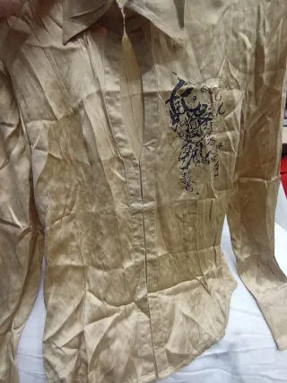 Camicia Guess donna beige/oro misto seta