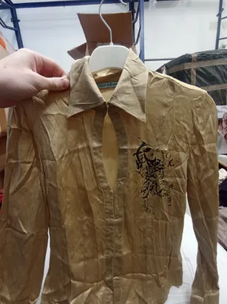 Camicia Guess donna beige/oro misto seta