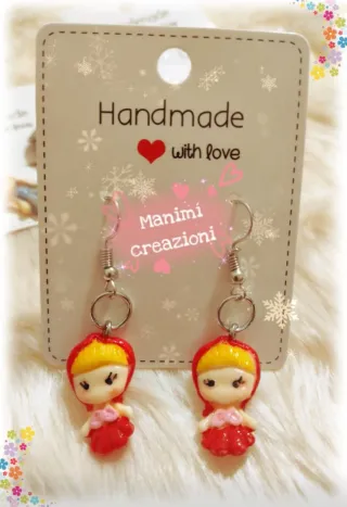 Orecchini bambola Cappuccetto Rosso