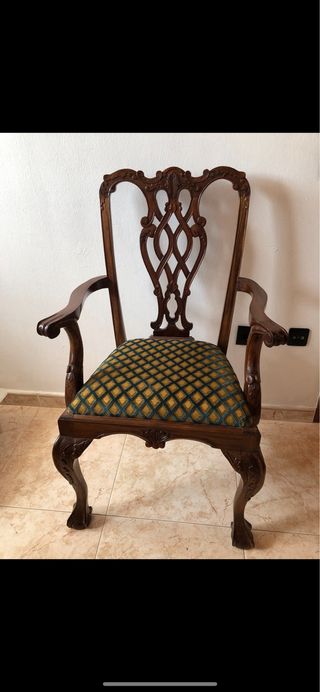 2 poltrone Chippendale Cabriolé Legs in mogano