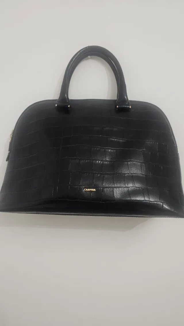Borsa Carpisa nera effetto coccodrillo