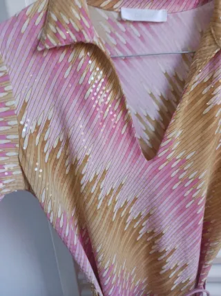 Abito glitterato rosa e beige