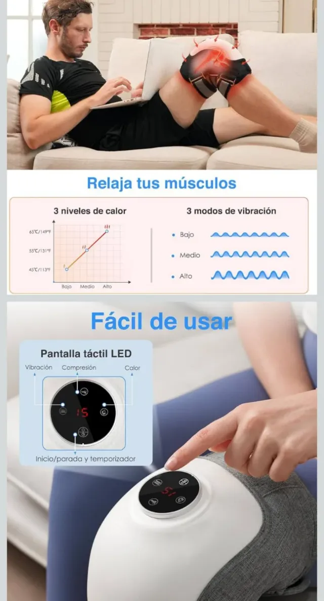 Masajeador de rodilla con calor