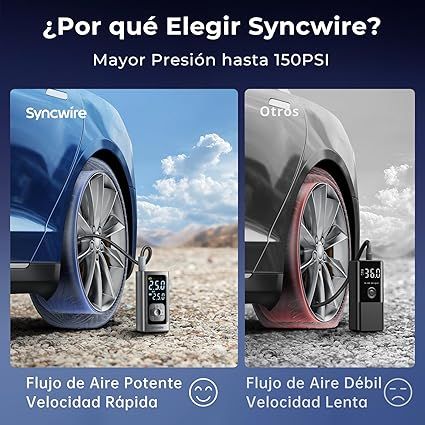 Compresor de aire recargable, neumáticos y pelotas