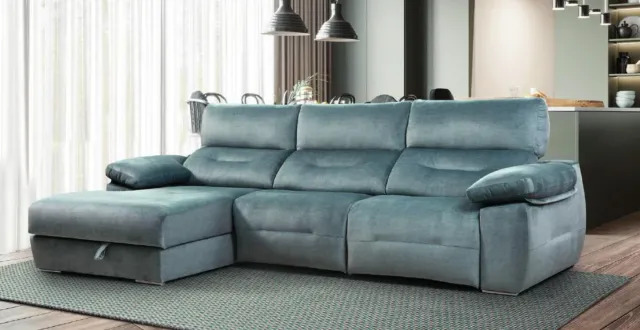 Sofá Chaise Longue Eléctrico Gris,conexion usb