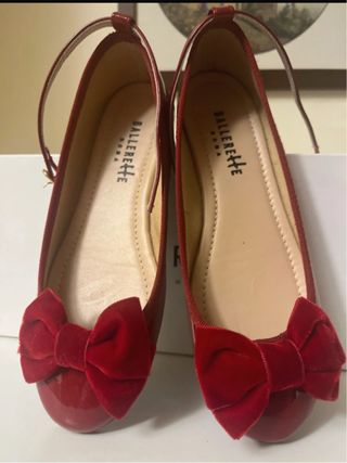 Ballerine rosse bambina con fiocco n.33
