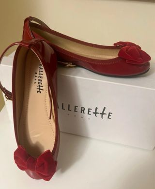 Ballerine rosse bambina con fiocco n.33