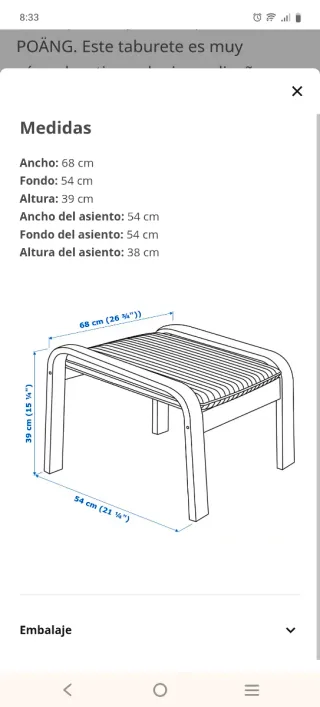 Reposapiés IKEA POÄNG Beige/Gris