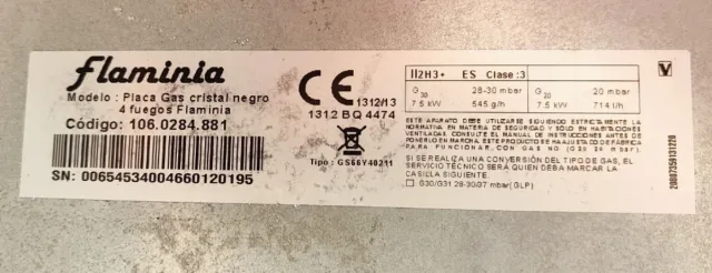 Encimera Gas Flaminia 4 fuegos