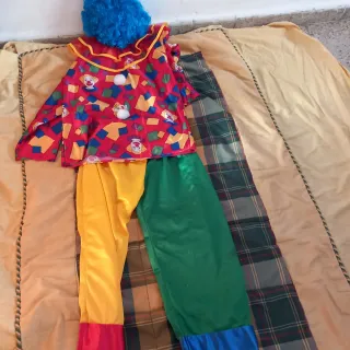 Disfraz de payaso con peluca azul