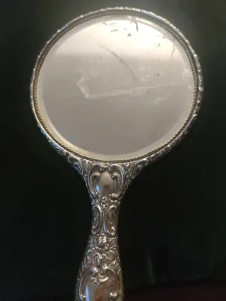 Espejo de tocador antiguo plateado
