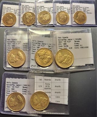 Oro Isabel  Alfonso 100 reales 25 pesetas Pmg onza