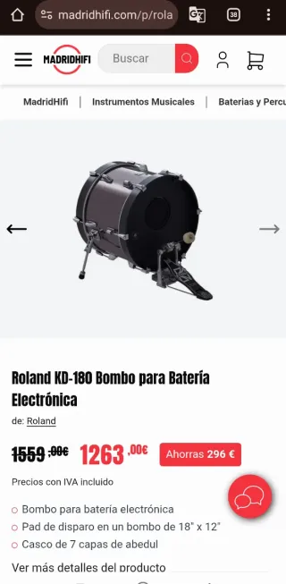 Roland KD-180 Pad Bombo Nuevo a estrenar