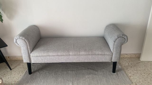 Banco Pie de Cama Homcom Tela Gris