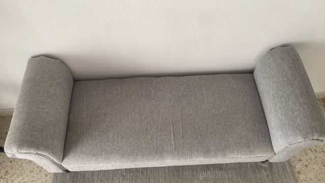 Banco Pie de Cama Homcom Tela Gris