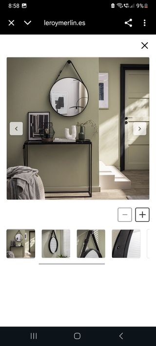 Espejo redondo Barbier metal negro