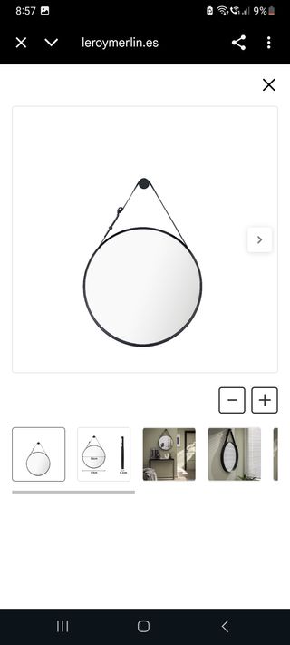 Espejo redondo Barbier metal negro