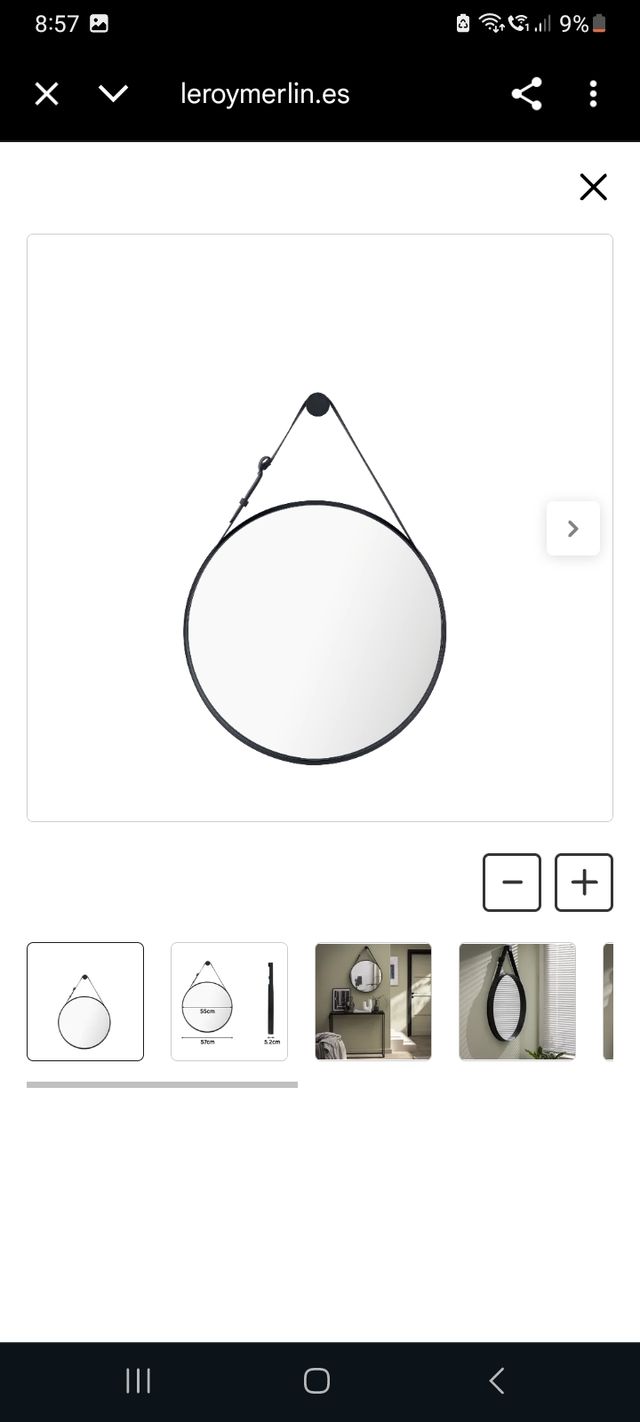 Espejo redondo Barbier metal negro