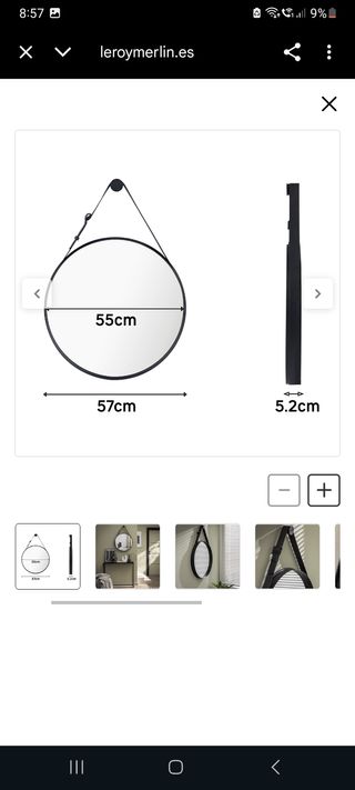 Espejo redondo Barbier metal negro