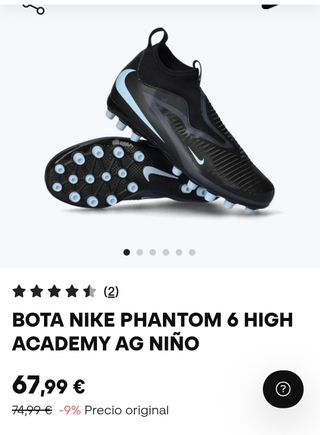 Botas Fútbol Nike Phantom AG Niños Talla 37,5