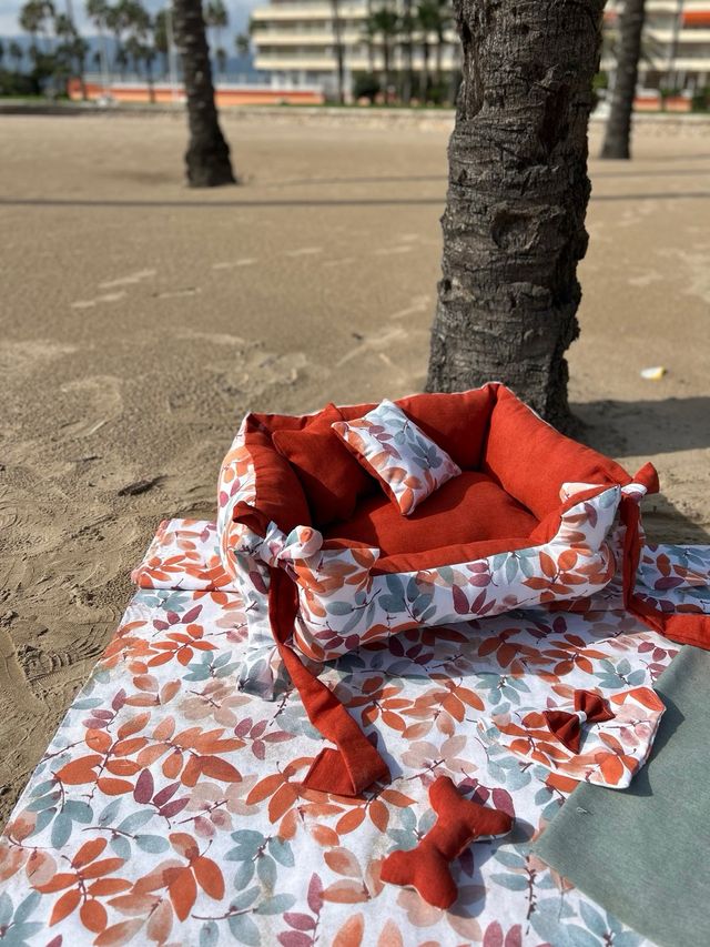 Cama reversible para perro Talla M + accesorios