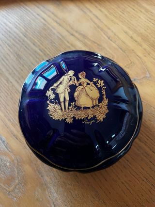 Portagioie Limoges Porcellana Blu Dorato