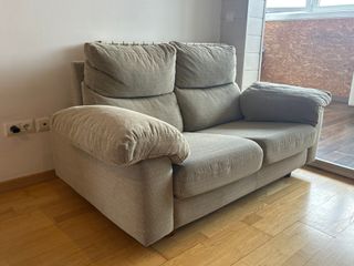 Sofá de 2 plazas 150x100cm tela beige/gris