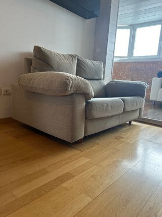 Sofá de 2 plazas 150x100cm tela beige/gris