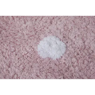 Alfombra galleta rosa con puntos blancos