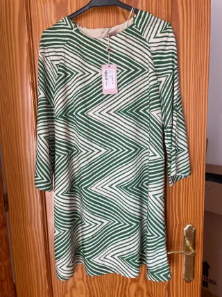 Vestido Dolores Promesas Talla 42 Verde Blanco