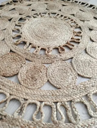 Alfombra Redonda de Yute Natural Estilo Boho