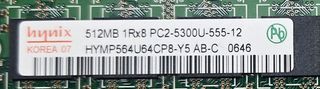 Ram Hynix 512MB 1Rx8 PC2-5300U-555-12 DDR2