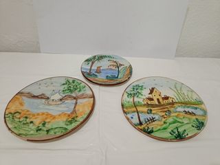 3 Platos Decorativos Pintados a Mano