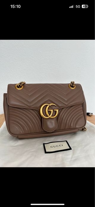 Borsa Gucci Marmont Medium Marrone Beige Oro