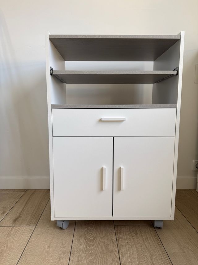 Mueble auxiliar cocina blanco y gris