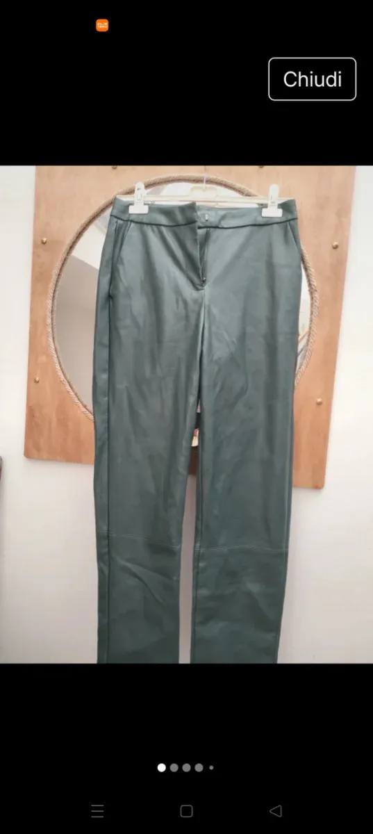 Pantaloni similpelle verde scuro