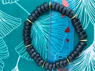 Pulsera elástica cuentas madera y oro