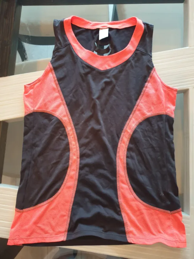 Canotta sportiva B'Twin nera/arancio XXS