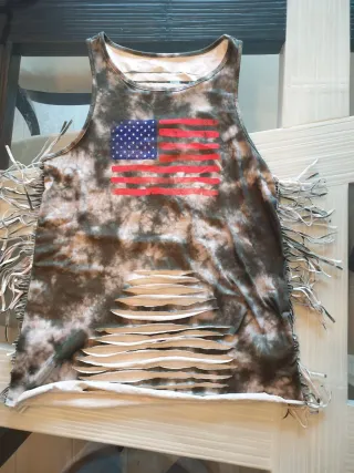 Canotta Shein effetto tie-dye con bandiera USA