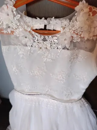 Vestido niña dama honor blanco