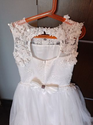 Vestido niña dama honor blanco