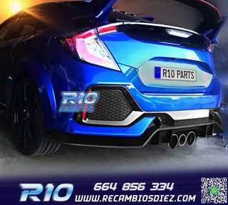 PARAGOLPES TRASERO HONDA CIVIC 16-20 LOOK NEW TYPE R