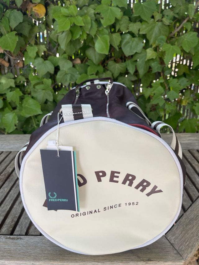 Bolsa Deporte Vintage Fred Perry Marrón/Beige