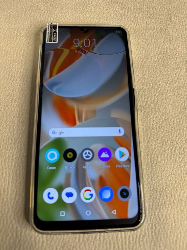 Teléfono móvil plata y multicolor