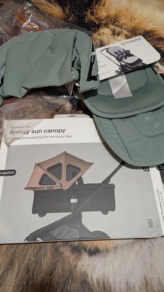 capota y colchoneta ventilada bugaboo verde grisas